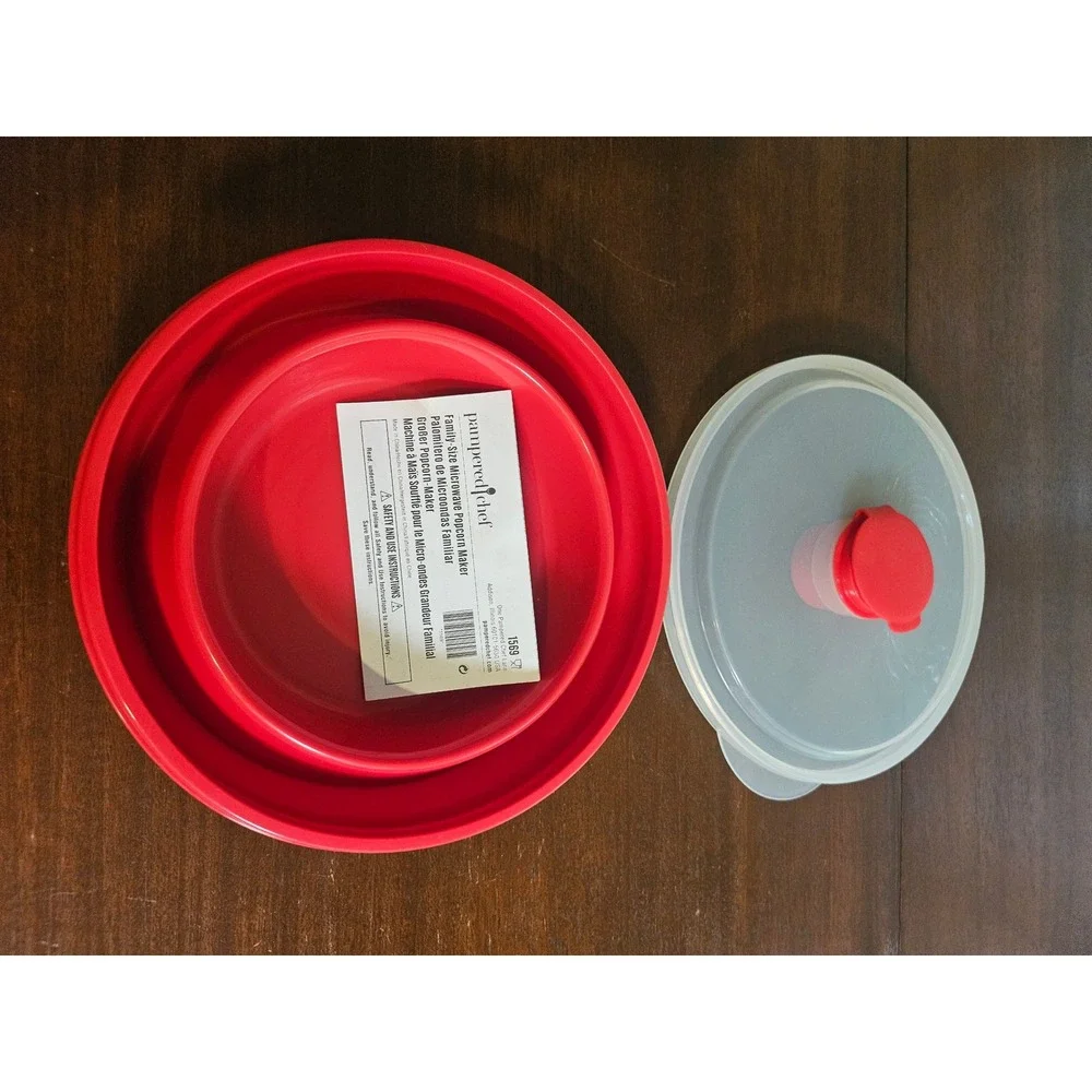 Pampered Chef Popcorn Maker Family Size Red Collapsible Silicone 1569
